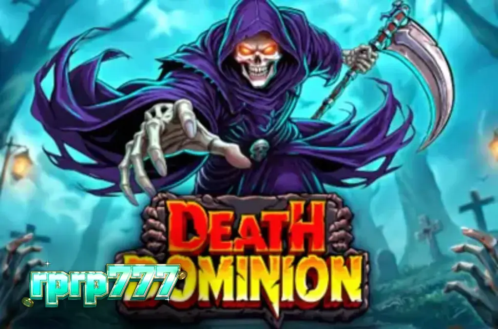 Tampilan visual slot Death Dominion dengan tema gotik dan Grim Reaper